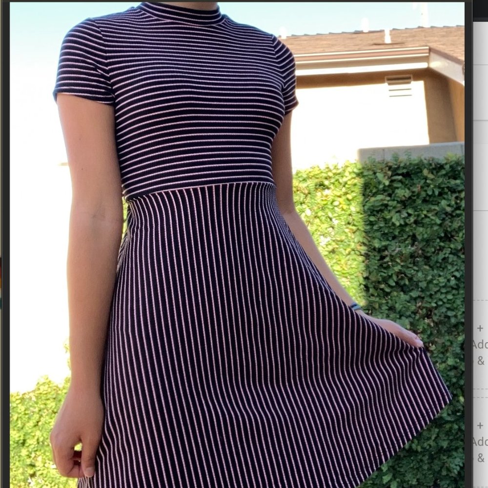 Justice, black and pink striped dress
